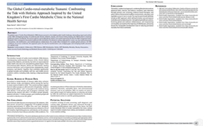 Dr. Narain wrote a review article in the inaugural issue of the Indian Journal of Cardio Diabetology & Metabolic Disease.